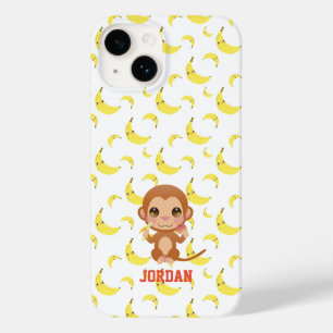 Coque Pour iPhone 14 Singe bébé banane Joyeux Anniversaire