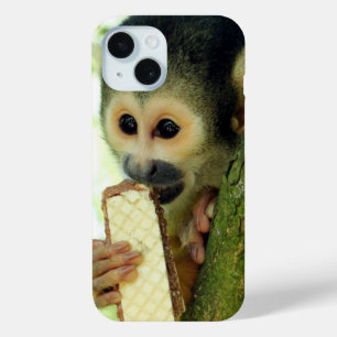 Coque Pour iPhone 15 Singe écureuil mangeant un biscuit wafer