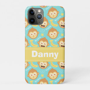 Coques Pour iPhone Singe mignon et heureux, motif de bananes et d'éto