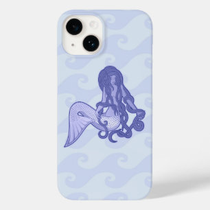 Coque Pour iPhone 14 Sirène assise bleue