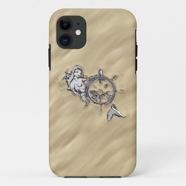 Coques Case-Mate iPhone Sirène d'argent dans le sable (Dos)
