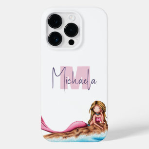 Coque Pour iPhone 14 Pro Sirène de fille monogramme