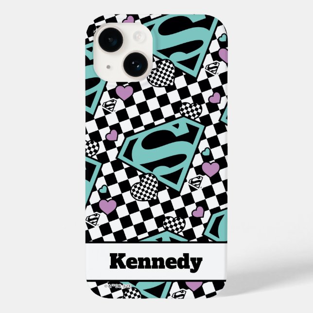 Coques Case-Mate iPhone Skater Girl Supergirl Coeurs S-Shield (Verso)