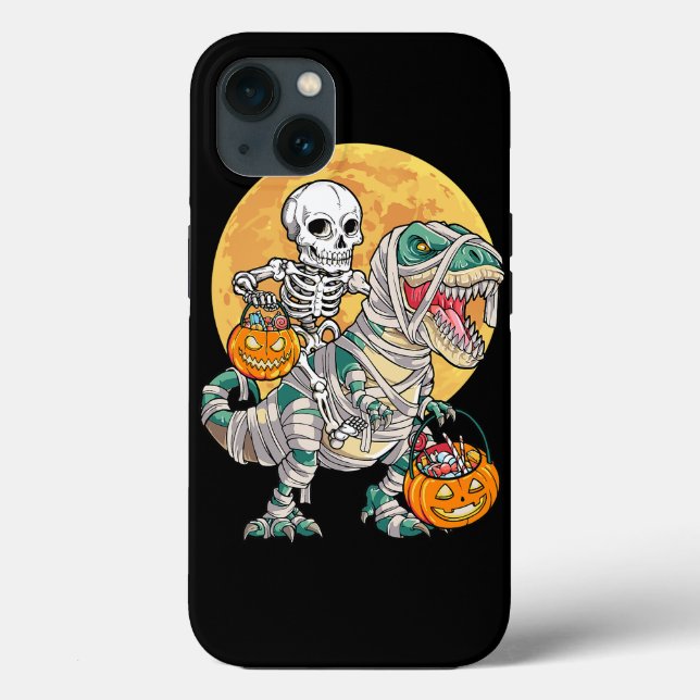 Coques Case-Mate iPhone Skeleton équitation T Rex Lune Mummy Dinosaure Enf (Verso)