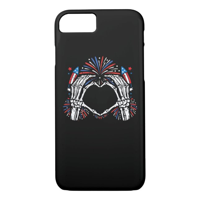 Coques Case-Mate iPhone Skeleton Hand Heart USA Patriotic American (Dos)