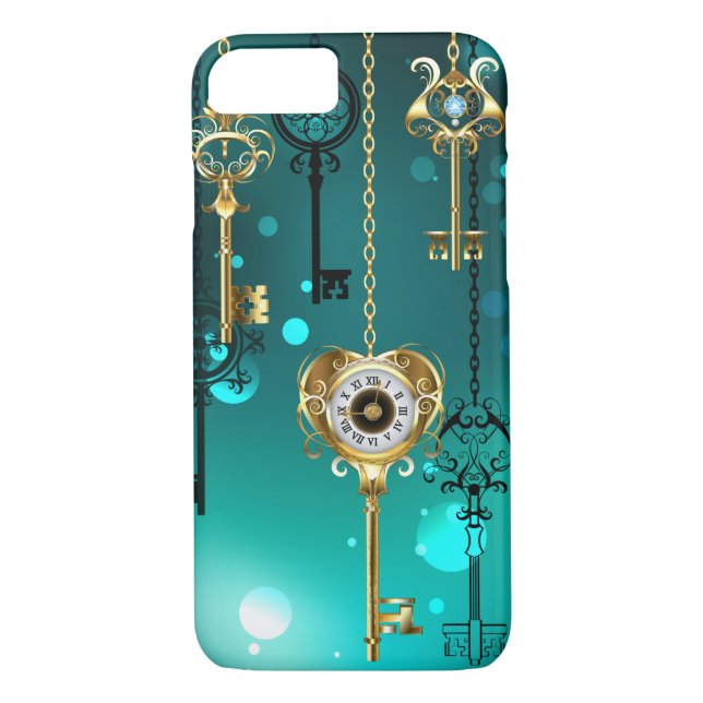 Coques Case-Mate iPhone Skeleton Keys on Green Background (Dos)