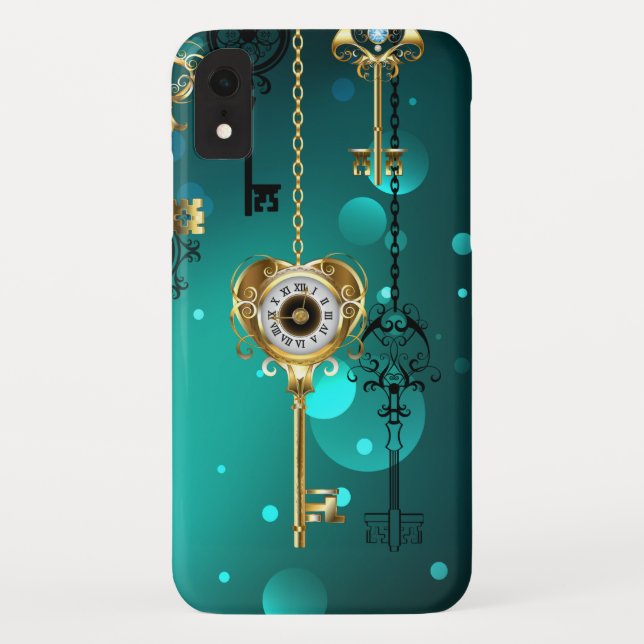 Coques Case-Mate iPhone Skeleton Keys on Green Background (Dos)