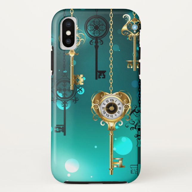Coques Case-Mate iPhone Skeleton Keys on Green Background (Dos)