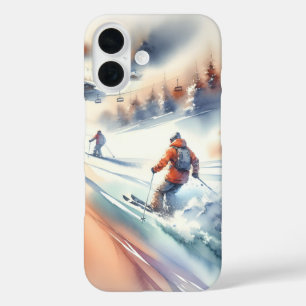 Coque Pour iPhone 16 Ski De Neige En Aquarelle