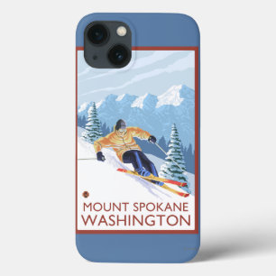 Coques Pour iPhone Skieur de neige de Downhhill - bâti Spokane,