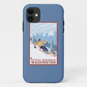 Coques Pour iPhone Skieur de neige de Downhhill - montagne en