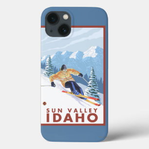 iPhone 13 Coque Skieur de neige de Downhhill - Sun Valley, Idaho