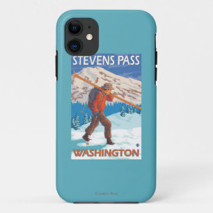 Coque iPhone 11 Skis de transport de neige de skieur - passage de