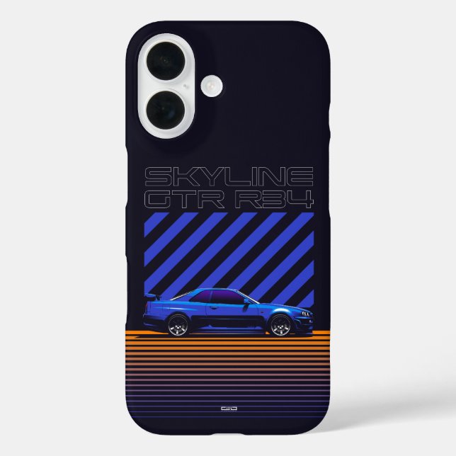 Coques Case-Mate iPhone Skyline GT-R R34 Bayside Blue (Verso)