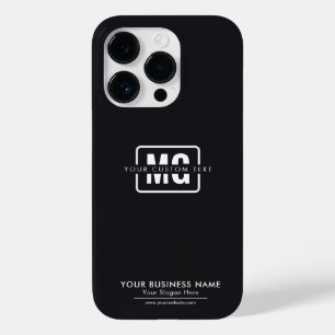 Coque Pour iPhone 14 Pro Sleek Black Monogrammed Identité d'entreprise Déli