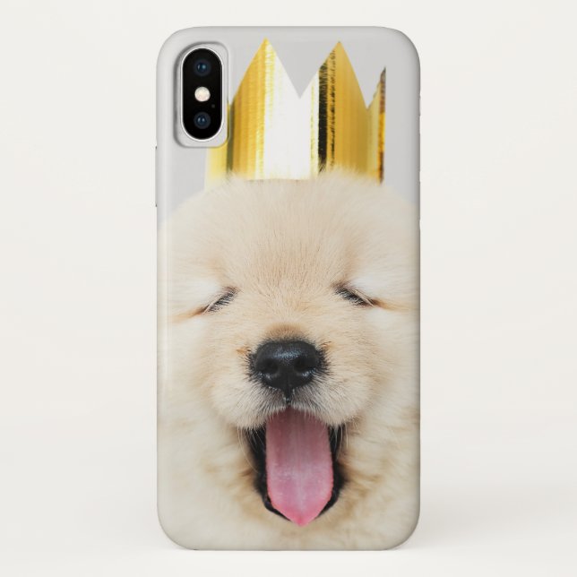 Coques Case-Mate iPhone Sleepy Golden Retriver Puppy dans Gold Crown (Dos)