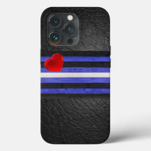 Case-Mate iPhone Case SlipperyJoe's cuir drapeau orgueil noir bleu royal
