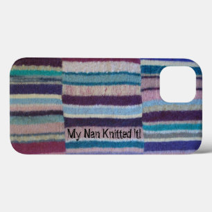 iPhone 13 Coque slogan amusant style vintage brun tricot à main ra