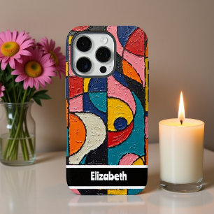 Coques iPhone 16 Pro Smartphone géométrique Impasto Earthy texturé