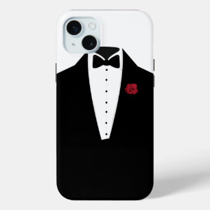 Coque iPhone 15 Mini Smoking élégant noir et blanc pour hommes