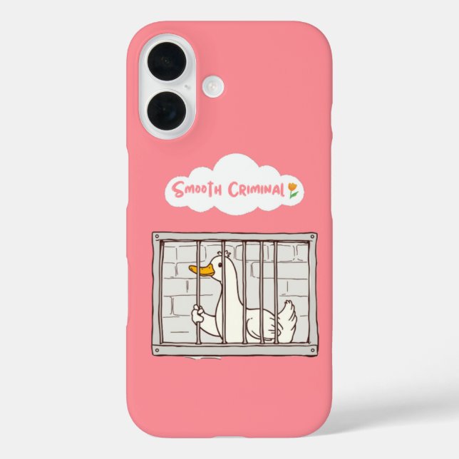 Coques Case-Mate iPhone Smooth Criminal Duck - Drôle Cartoon Jailbird Pink (Verso)