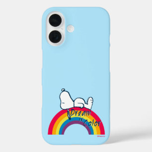 Coque Pour iPhone 16 Snoopy   Rêver en couleur arc-en-ciel