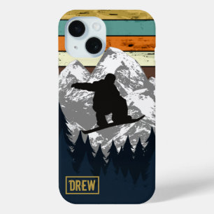 Coque Pour iPhone 15 Snowboard Ski Montagne Ski pistes Retro Nom