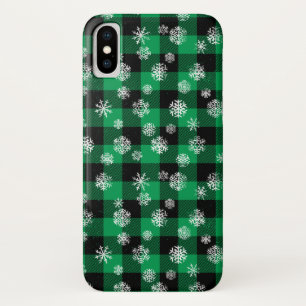 Case-Mate iPhone Case Snowflakes Green Buffalo Plaid