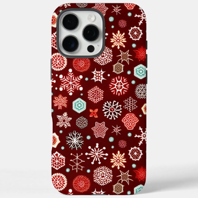 Coques Case-Mate iPhone Snowflakes on Burgundy (Verso)