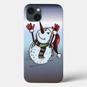 Coques Pour iPhone Snowman Avec Chapeau De Santa - Nez De Carotte - É