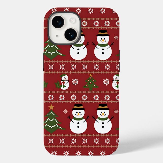 Coques Case-Mate iPhone Snowman Christmas Tee Holiday Style Sweater hiver (Verso)