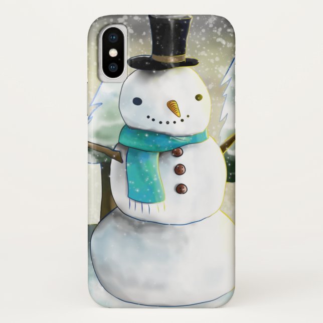 Coques Case-Mate iPhone Snowman en hiver sur la scène de Noël (Dos)