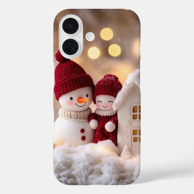 Coques Case-Mate iPhone Snowman Frosty Sibings Winter Joie (Verso)