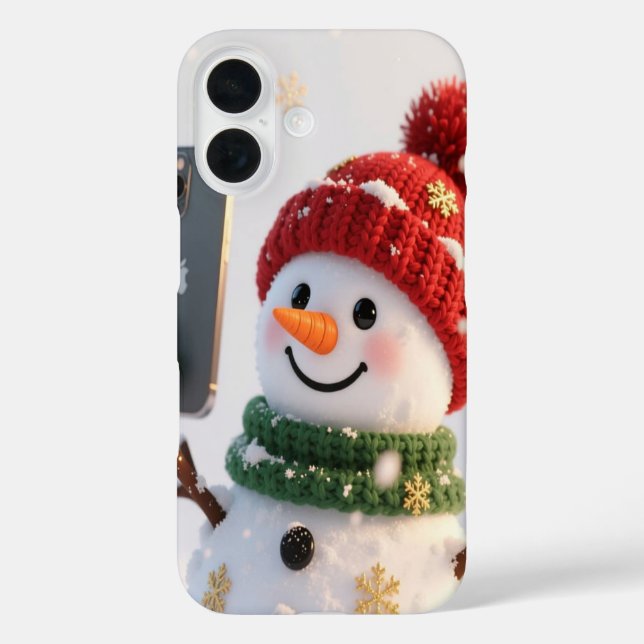 Coques Case-Mate iPhone Snowman Selfie iPhone 16 Case (Verso)