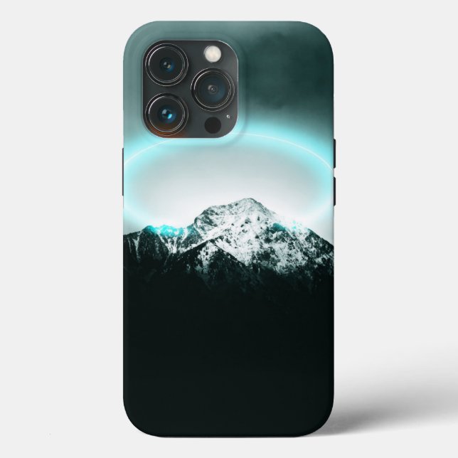 Coques Case-Mate iPhone Snowy mountain mysterious blue neon light (Verso)