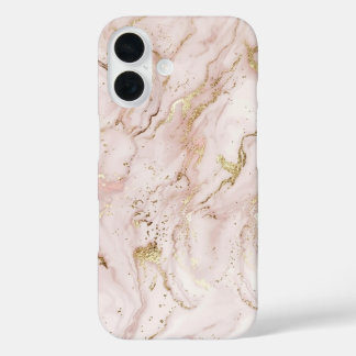 Coque Pour iPhone 16 Soft Blush Pink & Liquid Gold Marble Case | iPhone