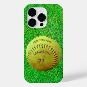 Coque Pour iPhone 14 Pro Softball Dirty Name Team Numéro Ball
