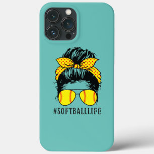 Case-Mate iPhone Case Softball Vie Enfant Vie Messy Bun Sports Tee Maman