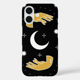 Coque Pour iPhone 16 Solde lunaire - Mains sacrées et Lune de croissant