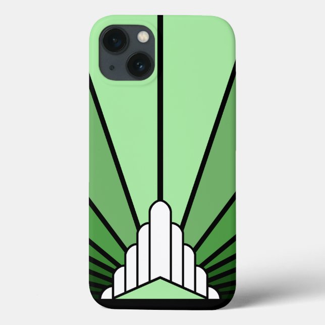 Coques Case-Mate iPhone Soleil Art déco en vert (Verso)