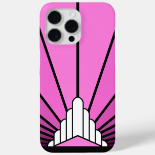 Coque iPhone 15 Pro Max Soleil Art déco rose