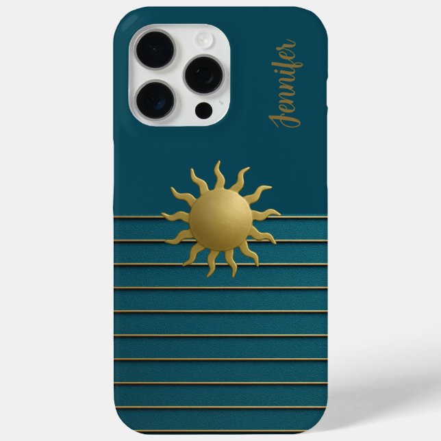 Coques Case-Mate iPhone Soleil rayonnant sur Turquoise (Verso)