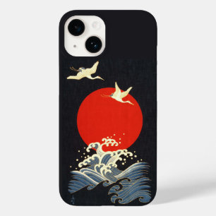 COQUE POUR iPhone 14 SOLEIL ROUGE, CRANS DE VOL JAPONAIS, VAGUES DE MER