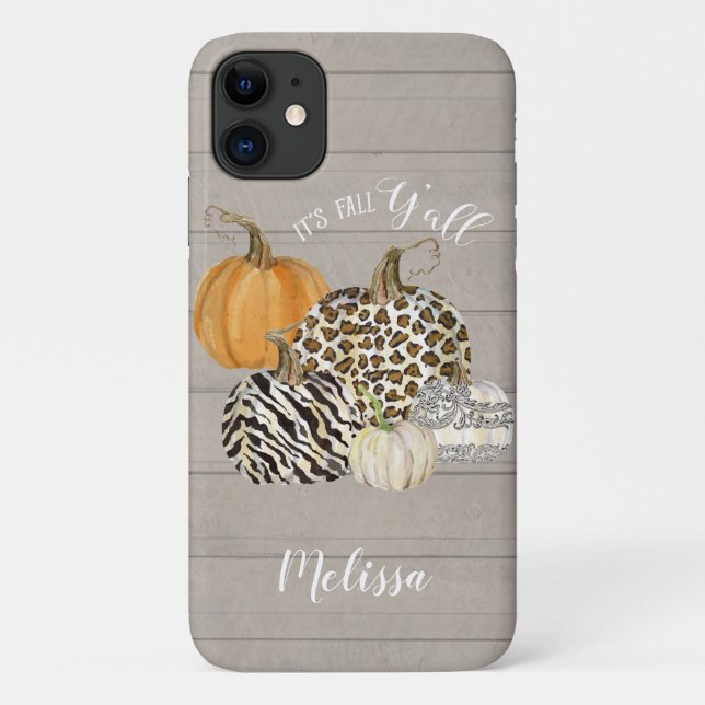 Coques Case-Mate iPhone Son automne Y'all Leopard Zebra Citrouilles w Grey (Dos)