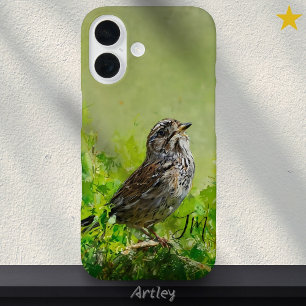 Coque Pour iPhone 16 Song Sparrow Bird Peinture Nom personnalisé
