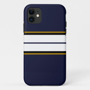 Case-Mate iPhone Case Sophistiqué Black White Racing Stripes Sur Marine