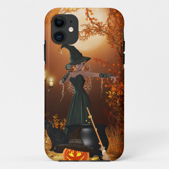 Coques Case-Mate iPhone Sorcière de Halloween d'automne (Dos)