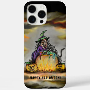 Coques iPhone 16 Pro Max Sorcière et chat noir, Happy Halloween !