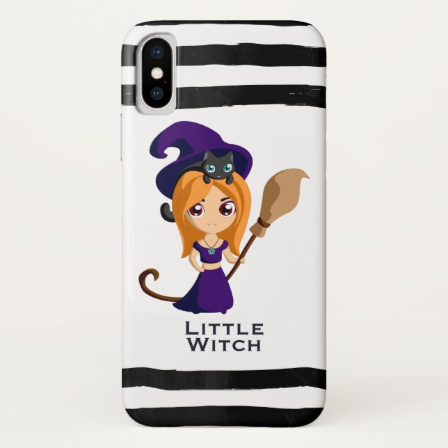 Coques Case-Mate iPhone Sorcière mignonne en Casquette violet Halloween (Dos)