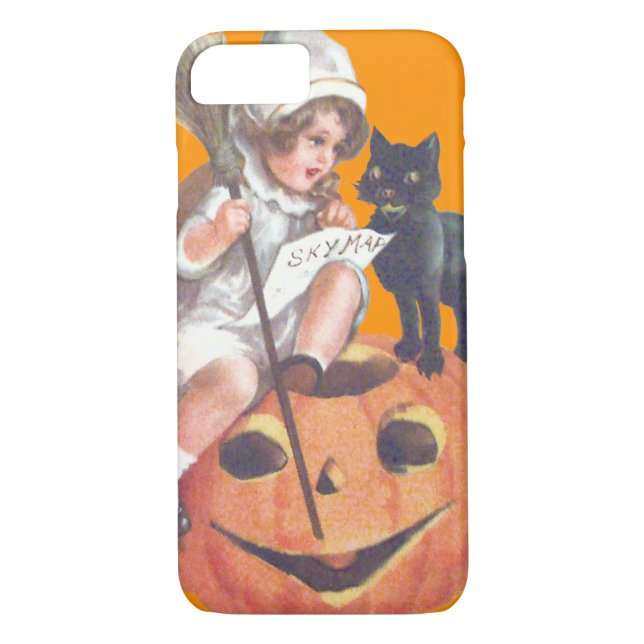 Coques Case-Mate iPhone Sorcière noir Chat Jack-o'-lantern Citrouille (Dos)